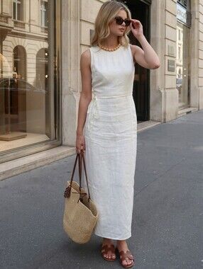 Sleeveless Cotton & Linen Maxi Dress